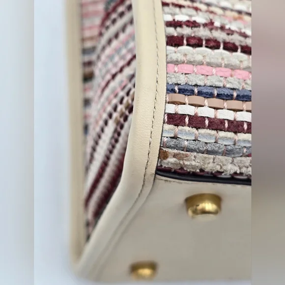 Coach Field Tote In Upwoven Leather, Chalk Multi - Picture 6 of 16